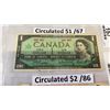 Image 3 : 3 Canadian bills '54,'67 & '86