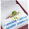 Image 1 : 14KT YELLOW GOLD 6MM GENUINE PERIDOT AND DIAMOND RING W/ APPRAISAL $2065 - SIZE 6.25, 1CT PERIDOT, 0