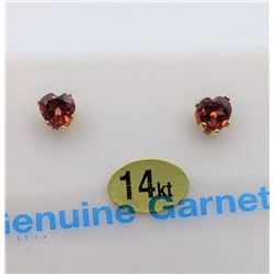 14KT YELLOW GOLD GENUINE GARNET HEART EARRINGS W/ APPRAISAL $300 - 0.6CTS GARNET
