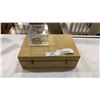 Image 1 : WOODEN BOX W/ PINS AND CASE OF CUFFLINKS AND WATCH