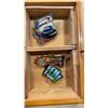 Image 8 : WOODEN BOX W/ PINS AND CASE OF CUFFLINKS AND WATCH