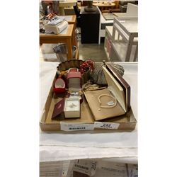 TRAY OF JEWELRY - SOME MARKED 14K, STERLING AND CORAL JEWELRY