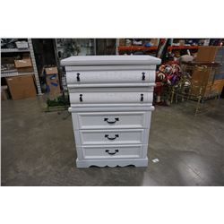 PAINTED WHITE 5 DRAWER CHEST OF DRAWERS