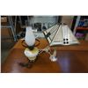 Image 1 : LEADED GLASS TABLE LAMP AND ELECTRIFIED OIL LAMP