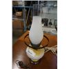 Image 2 : LEADED GLASS TABLE LAMP AND ELECTRIFIED OIL LAMP