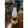 Image 3 : LEADED GLASS TABLE LAMP AND ELECTRIFIED OIL LAMP