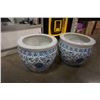 Image 2 : 2 LARGE EASTERN PLANTERS APPROX 17 INCHES ACROSS, 14 INCHES TALL