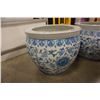 Image 3 : 2 LARGE EASTERN PLANTERS APPROX 17 INCHES ACROSS, 14 INCHES TALL