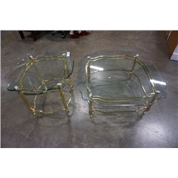 BRASS GLASSTOP COFFE AND ENDTABLE