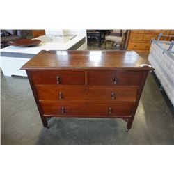 ANTIQUE 4 DRAWER DRESSER ON CASTORS