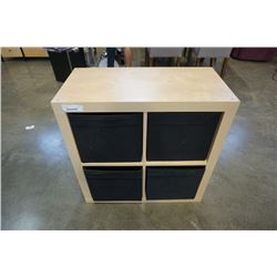 MAPLE CUBICLE SHELF WITH FABRIC BINS