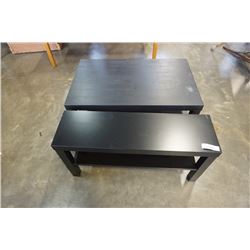 BLACK IKEA COFFEE TABLE AND SMALL SHELF