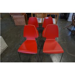 4 RED BENTWOOD CHAIRS