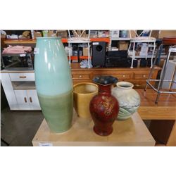 4 DECORATIVE VASES - TALLEST APPROX 2 FOOT
