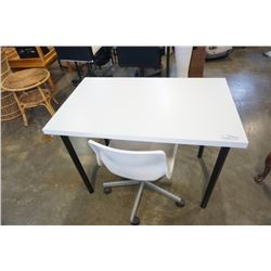 WHITE DESK AND ROLLING OFFICE CHAIR
