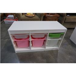 WHITE ORGANIZER SHELF WITH BINS