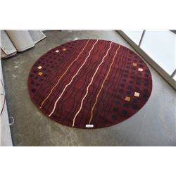 HAND MADE IN INDIA 100% WOOL AREA CARPET 6FT 11IN DIAMETER - RETAIL $1484