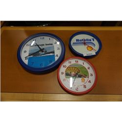 2 SHELL GAS CLOCKS AND TUG BOAT CLOCK