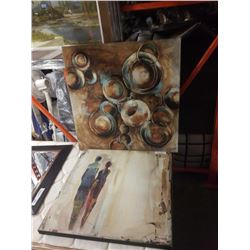 Eastern signed oil on canvas and abstract oil on canvas