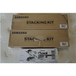 2 SAMSUNG WASHER STACKING KITS AND QOOL STROLLER FRONT ADAPTERS - AS NEW