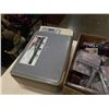 Image 4 : Box of new wallets, gloves and belt with HP printer