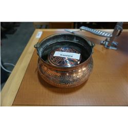 Copper pot and etched copper bowl with lid