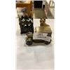 Image 1 : Brass car coin bank, cat figure and napkin holder