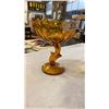 Image 2 : Amber glass candy dish and peach glass lidded jar