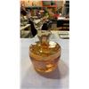 Image 4 : Amber glass candy dish and peach glass lidded jar