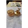 Image 5 : Amber glass candy dish and peach glass lidded jar