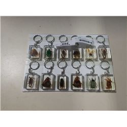 TRAY OF NEW BUG AND INSECT KEYCHAINS