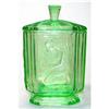 Image 1 : Sowerby PANDORA Green Art Deco Glass Vanity Jar#1282599