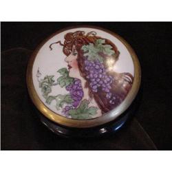 Hp Art Nouveau Porcelain Box with Lady #1301895