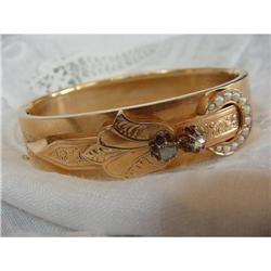 Victorian 18K Rose Gold Bangle with Diamonds & #1301901