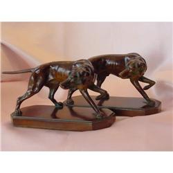 Art Deco Bronzed Pointer Dog Bookends #1301903