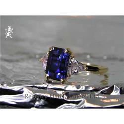 RHJ Rich Synthetic Sapphire Ring w CZs #1301911