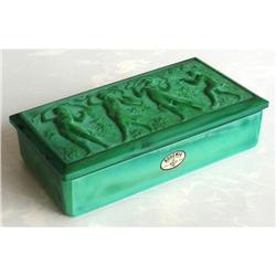 MALACHITE COLOR GLASS POWDER BOX / HOFFMAN #1302203