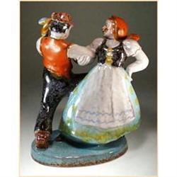 VINTAGE CZECH TERRA COTTA DANCING COUPLE / #1302226