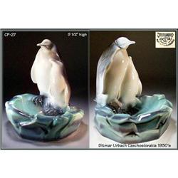 CZECH POTTERY  PENGUINS  STATUE  DITMAR URBACH #1302235