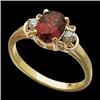 Image 1 : 14k Ring Oval GARNET w  DIAMONDS #1302292