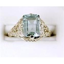 ANTIQUE Style WHITEGOLD RING AQUAMARINE 2.50 #1302294