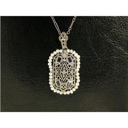 Antique Style Necklace DIAMOND SAPPHIRE #1302301