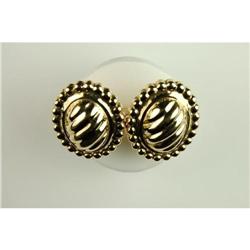 14k  Gold EARRINGS Oval SWIRL #1302302