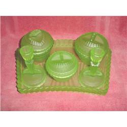 Frosted Green Vanity Dresser Set. #1302346