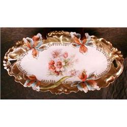 RS PRUSSIA Celery DISH HP w Gold ANTIQUE #1302368