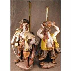 PIRATES Large MAJOLICA Pair HP - ITALY Pirates #1302392