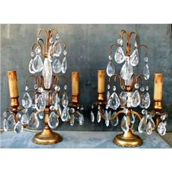 Crystal BUFFET Lamps PAIR 2 Lights LUSTERS #1302410