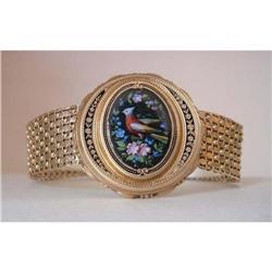 Antique Enamel & Gold Bird of Paradise Bracelet#1302418