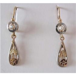 Beautiful French 18k Two-color Gold Earrings #1302419