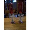 Pair of Cranberry colored & Crystal Lamps with #1321118